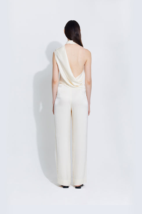 Gabrielle Satin Top in Ivory